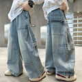 Boys' fall denim pants: new  styles - stylish wide-leg cargo pants for boys, perfect for spring and autumn