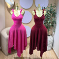 European and american cross-border women's clothing:  summer new collection - elegant and sweet v-neck sleeveless top with asymmetrical midi skirt set