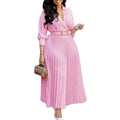 Q107export women's clothing  fashionelegantelegance lapel pure color waist pleated plus size african dress