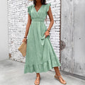 cross-border women's fashion elegant maxi dress -  beach vacation style cinched waist dress - spring/summer collection