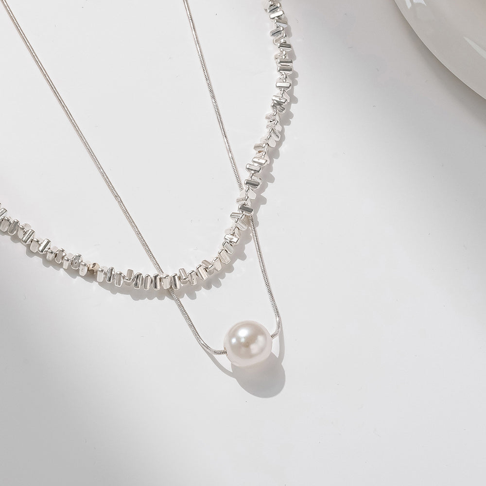 Pearl sweater necklace wholesale cross-border jewelry women's layered high-end light luxury niche irregular autumn and winter clavicle chain