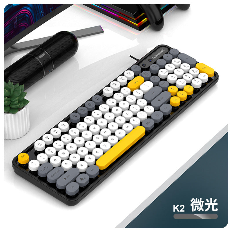 Viper k2 wired usb keyboard and mouse combo - retro punk style for women's desktop, laptop, and office use