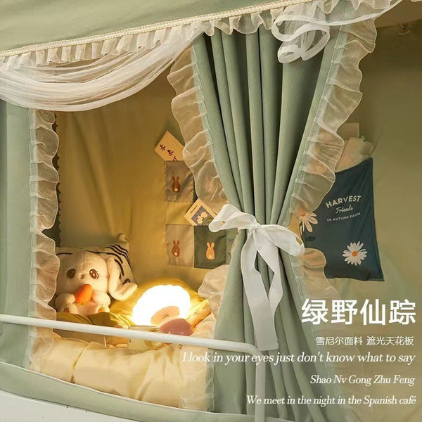 Strong blackout mosquito net Student dormitory bed curtain Integrated single bed Upper and lower bunk dormitory lace bed mantle