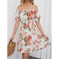 code new arrival  original women's gentle style floralsprinting one-line collar dress