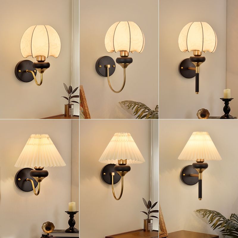 Wall lamp medieval style bedroom zipper bedside lamp scandinavianretro solid wood living room aisle cream style decorative wall lamp