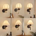 Wall lamp medieval style bedroom zipper bedside lamp scandinavianretro solid wood living room aisle cream style decorative wall lamp