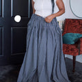 European and american cross-border women's fashion  summer new arrival: high-waisted tie-waist pleated plaid slit maxi midi skirt