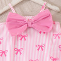 Girls' bowknot striped outfit - pink suspender shorts two-piece set - sweet summer outfit for baby girls