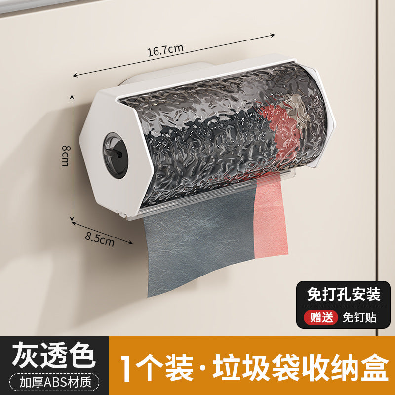 Garbage bag non-punching storage box Wall-mounted large-capacity kitchen bag non-marking extraction box Plastic bag storage device