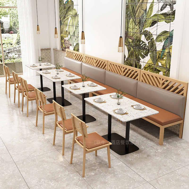 Customized theme Western restaurant Wall booth Sofa Cafe Clear bar Solid wood rattan tables and chairs Hotel catering furniture