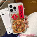 Gold foil quicksand iphone 16 pro case - attract wealth & treasure - apple 11 transparent protective cover - apple 17