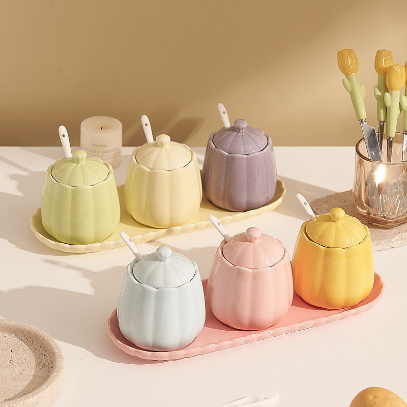 Creamy, instagram-worthy ceramic spice jar set. stylish, three-tone mixed spice jars for kitchen essentials. salt shakers available wholesale