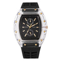 Transparent barrel-shaped new watch casualniche style cross-border richard series quartz watch barrel-shaped watch for men ⌚️