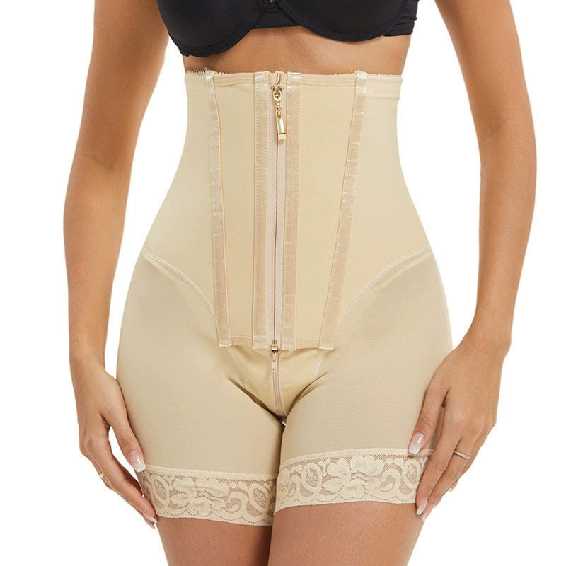 fashionhigh waist body shaping pants double layer pressurized waist slimming belly control pants 3-breasted zipper body shaping pants