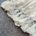 French chic korean style short sleeve lace dress - women's summer high-end elegant a-line maxi dress