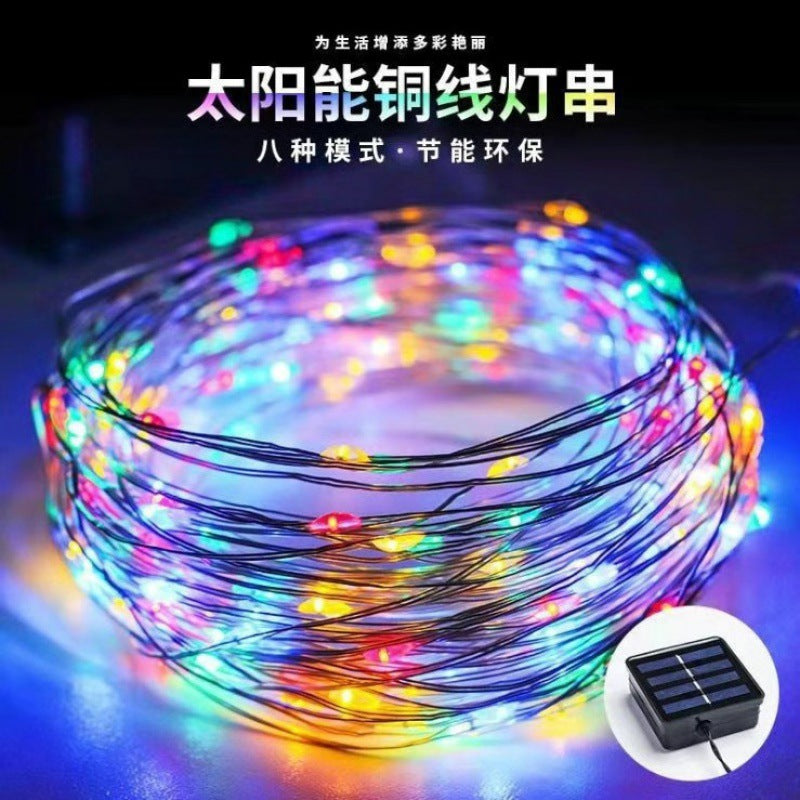 LED solar copper wire light flashing light courtyard outdoor waterproof hanging tree decorative light festival garden balcony atmosphere light