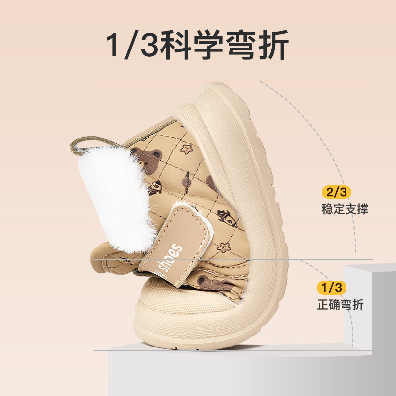 Toddler shoes for boys, autumn/winter baby cotton shoes, fleece-lined, soft sole, ages 0-1-3 years, thickened warm baby girl shoes
