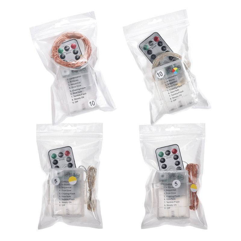 Eight-function waterproof battery box with remote control copper wire light LED low voltage waterproof Christmas light 100LED copper wire light string