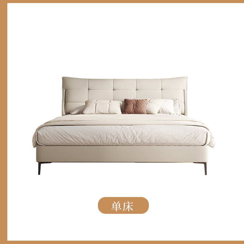 Light french cream style bed small apartment casualaccessible luxury foshan furniture master bedroom double 1.8m genuine leather bed