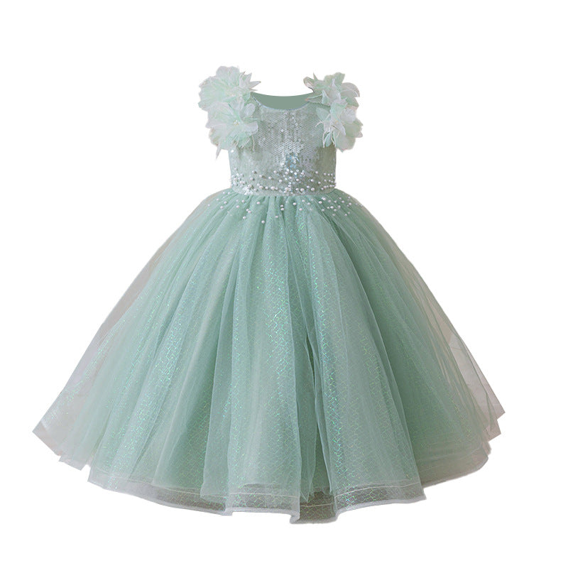 Girls' high-end formal dresses: mesh flower girl dresses, wedding dresses, hostess dresses, children's day performance costumes, birthday princess dresses - in stock & wholesale