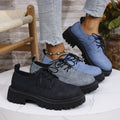 Plus size chunky sole loafers for women - new spring/autumn collection, chunky heel, lace-up, fashionable, versatile, comfortable, british style leather shoes