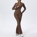 fashion zipper cloud-like tight long-sleeved yoga jumpsuit high-strength fitness sports all-in-one jumpsuit