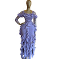 European and american cross-border women's fashion:  autumn new arrivals - sexy and elegant square neck ruffle trim midi bodycon dress