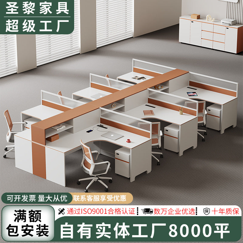 Saint li staff desk employee slot desk card seat casual modern screen financial desk and chair combination