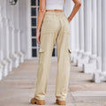 autumn european and american cross-border e-commerce women's fashion  new washed semi-elastic waist denim cargo pants