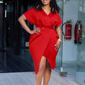 spring new fashion european and american style  v-neck sexy slit dress - wholesale foreign trade dress