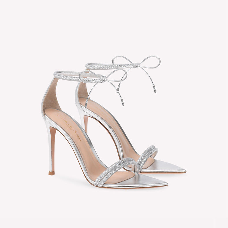 pointed rhinestone stiletto high heel sandals with straps and open toe high heels fashion style easiest for matchspringnew arrival