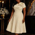 new arrivalelegancefashiondress a swinghigh waist jacquard stereo applique dresspartydresses