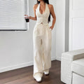 Amazon two-piece set: women's tie-front vest and straight-leg casual pants wholesale