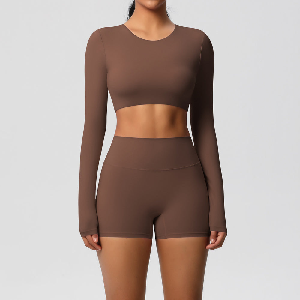New arrival: european and american style solid color double-sided brushed breathable compression yoga set - 8 piece activewear set for running and fitness