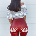 Printed colorful leather pants for women -  hot-selling export style - high-waisted leather leggings - four-way stretch, butt-lifting pencil pants