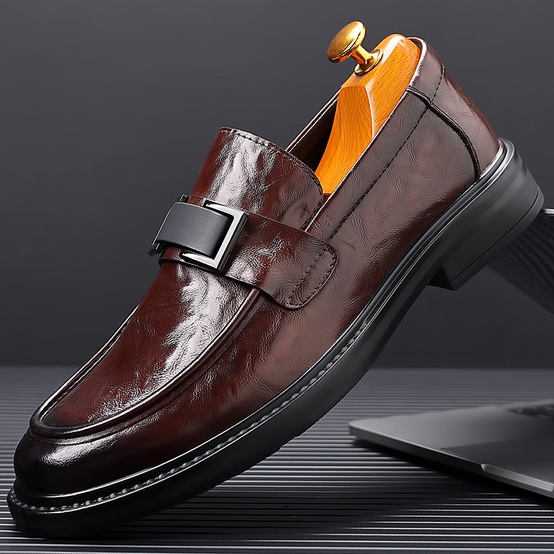Men's genuine leather dress shoes - new hand-crafted texture, business & casual style, british pointed toe, groom & wedding shoes