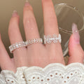 Palace style lace zircon open ring accessible luxuryniche style design classy sense index finger ring elegant ring for women