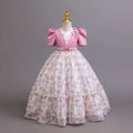 Export ready-made kids dress chiffon floral princess dress little girl model catwalk dress kids dress
