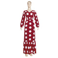 Fashionable chiffon long-sleeve polka dot tiered dress - plus size african women's clothing - perfect for , , and european & american markets