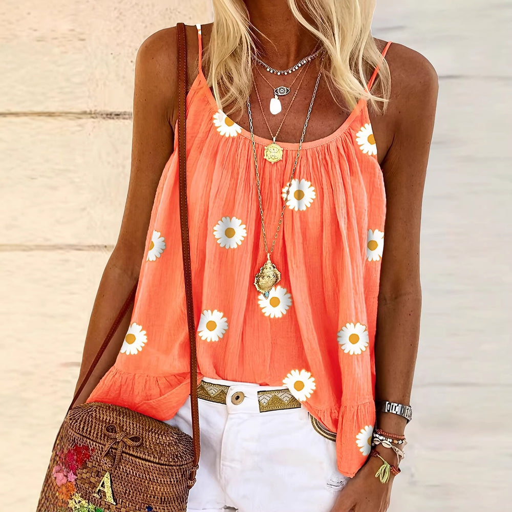 summernew arrivaldaisy floral camisole looseslimming lookins styletops inner wear vacationcasual women's style