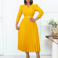 D426 independent station export women's clothing  autumn new v neck fashionelegantelegance pleated skirt fashiondress