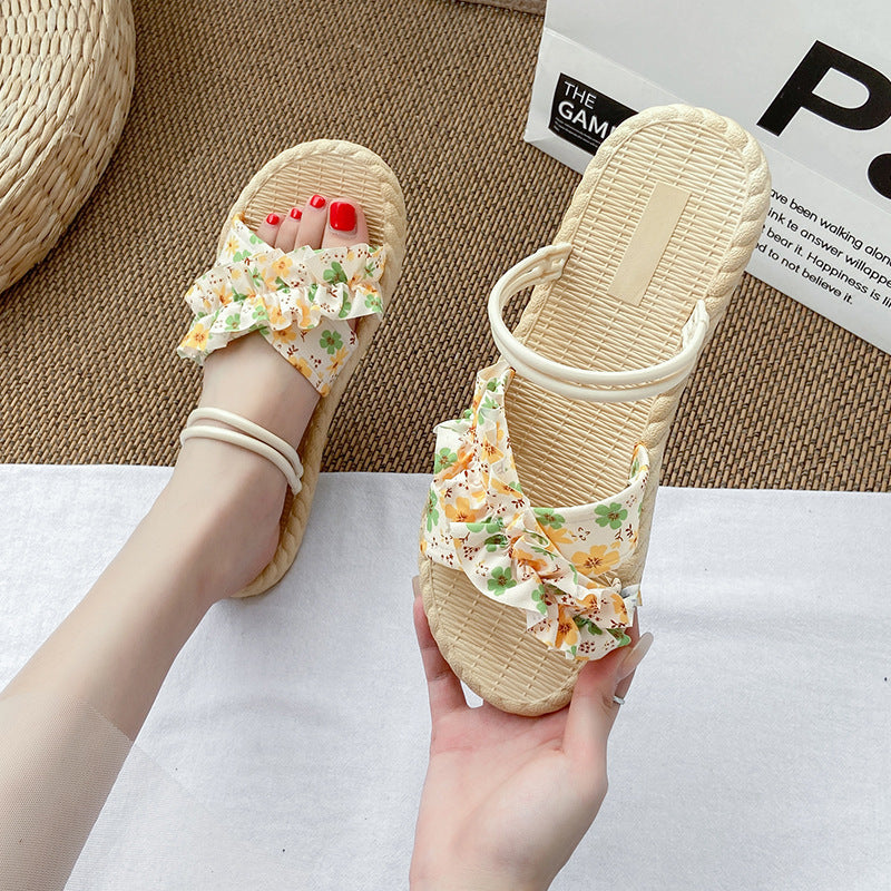 Summernew arrival women's easiest for matchflats two-wear sandals beach floral fashion sandals for women