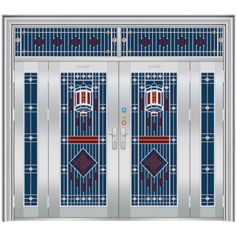 304 stainless steel door self-built house double-open rural glass door for home white steel rose entrance security door
