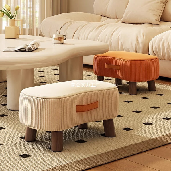 Small stool household low stool living room feeling solid wood bench simple door shoe change stool creative soft bag sofa stool