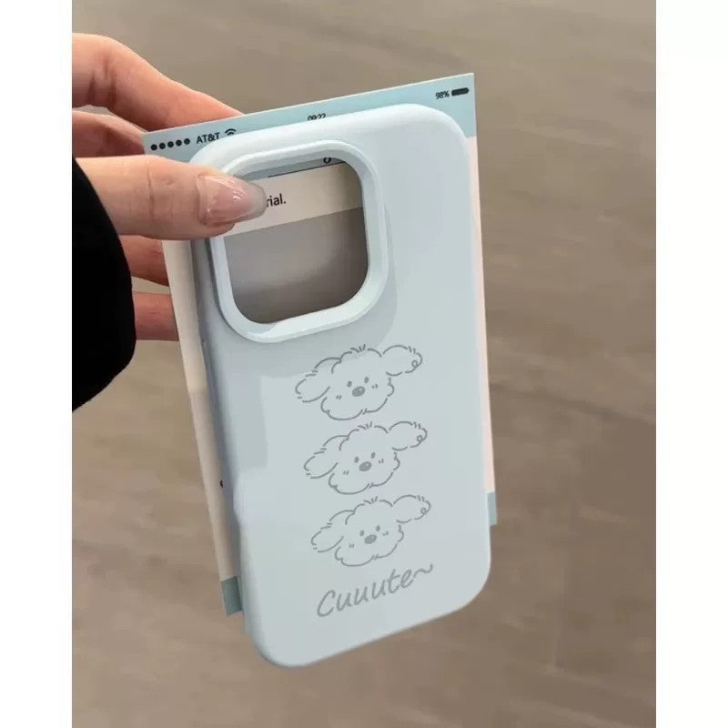 Simple drawing of three puppies printing suitable for apple 17pro glutinous rice shell korean iphone18 mobile phone protective case