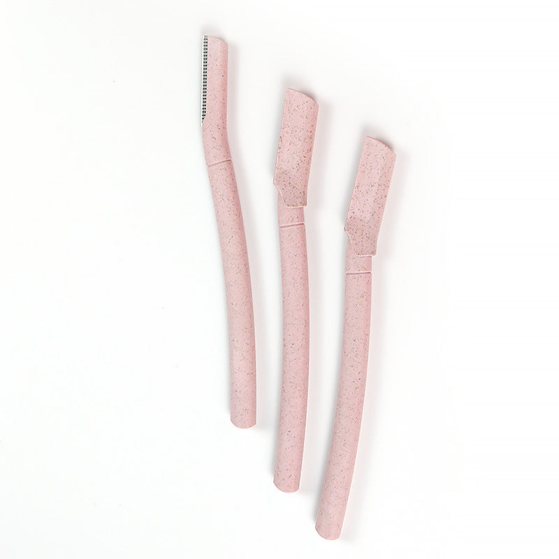 Straight handle environmental-friendly eyebrow trimmer for women, wheat straw, biodegradable material, eyebrow trimmer, stainless steel protective net, eyebrow trimmer wholesale