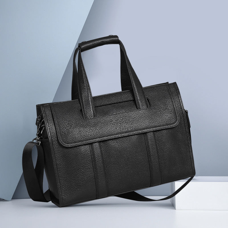 New men's bag, genuine leather men's handbag, first layer cowhide computer bag 15.6 inch business large-capacity briefcase