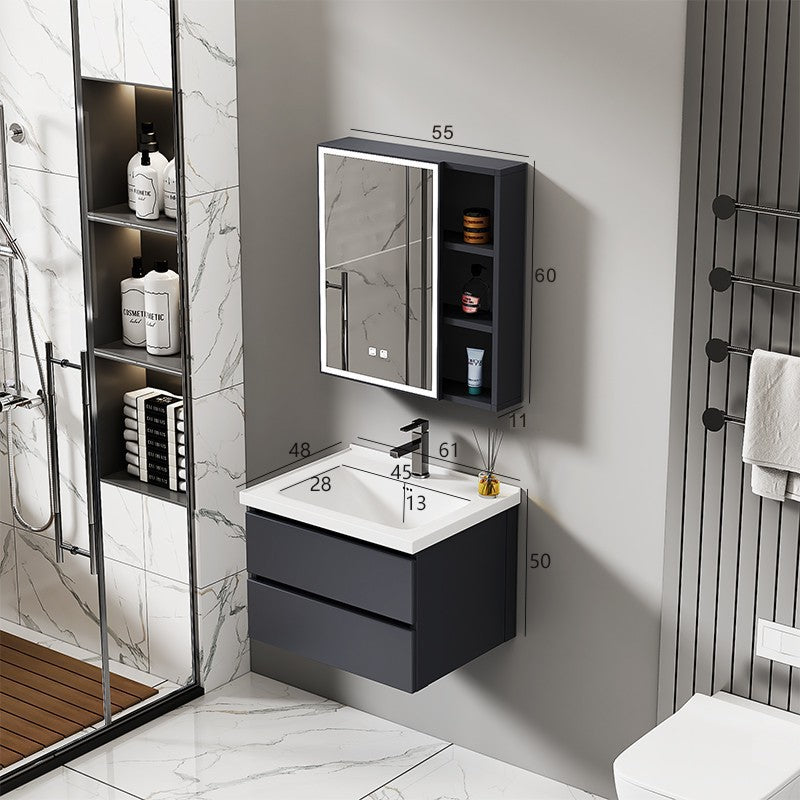 Hotel-style honeycomb aluminum bathroom vanity set with integrated ceramic basin, smart waterproof and moisture-proof washbasin for bathroom use