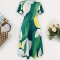wholesale women's short-sleeved dresses, fashionable women's dresses for spring, summer, and autumn, new cross-border printed designs