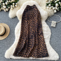Classyelegant leopard print printingsatin skirt women's summerfrencheasiest for matchsilmslimming look mid-length mermaid dress